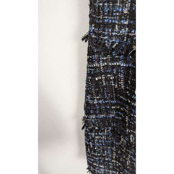 Boho Chic metallic tweed dress Bust42" waist37" length42"Fringed sz16 Lined EUC - Picture 6 of 10